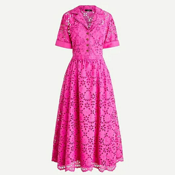 NWT J. Crew Short Sleeve A-line Eyelet Dress - Picture 2 of 14